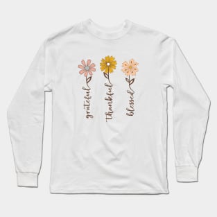 Grateful,thankful,blessed floral Long Sleeve T-Shirt